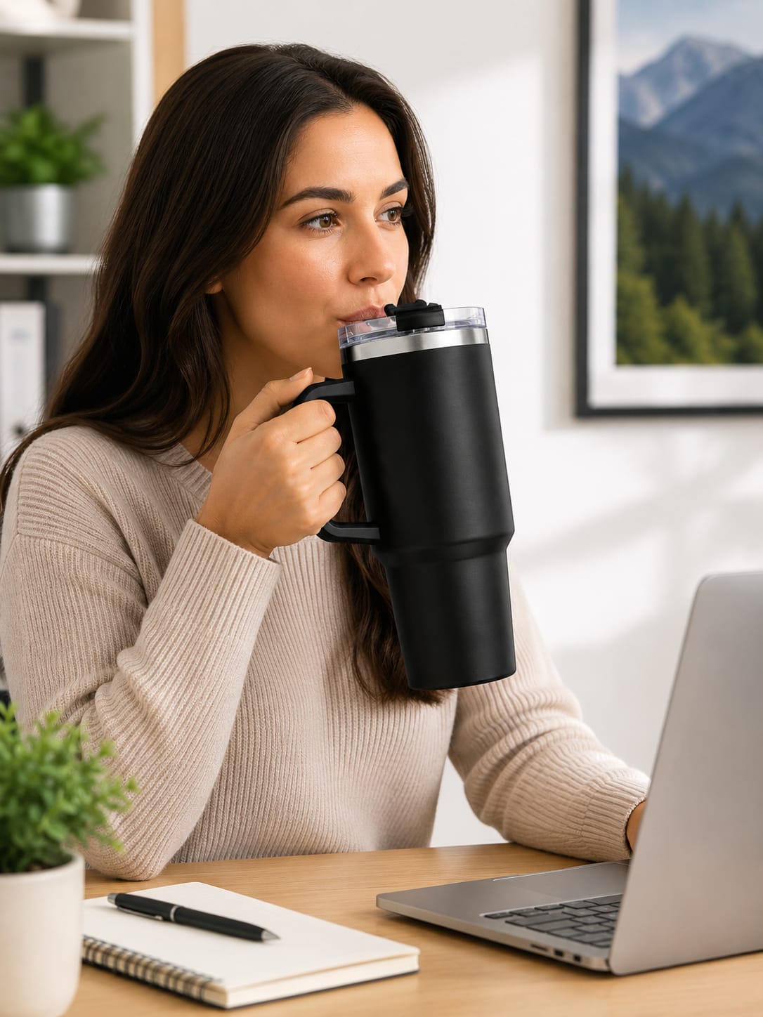 1 ltr Purple Stainless Steel Vacuum Insulated Tumbler, with Straw and Handle .. - ANS Billons