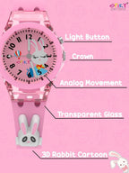 3D Cartoon Kids Analog Watch with 7 Multicolor LED Glowing Lights Pink Watch for Girls - ANS Billons