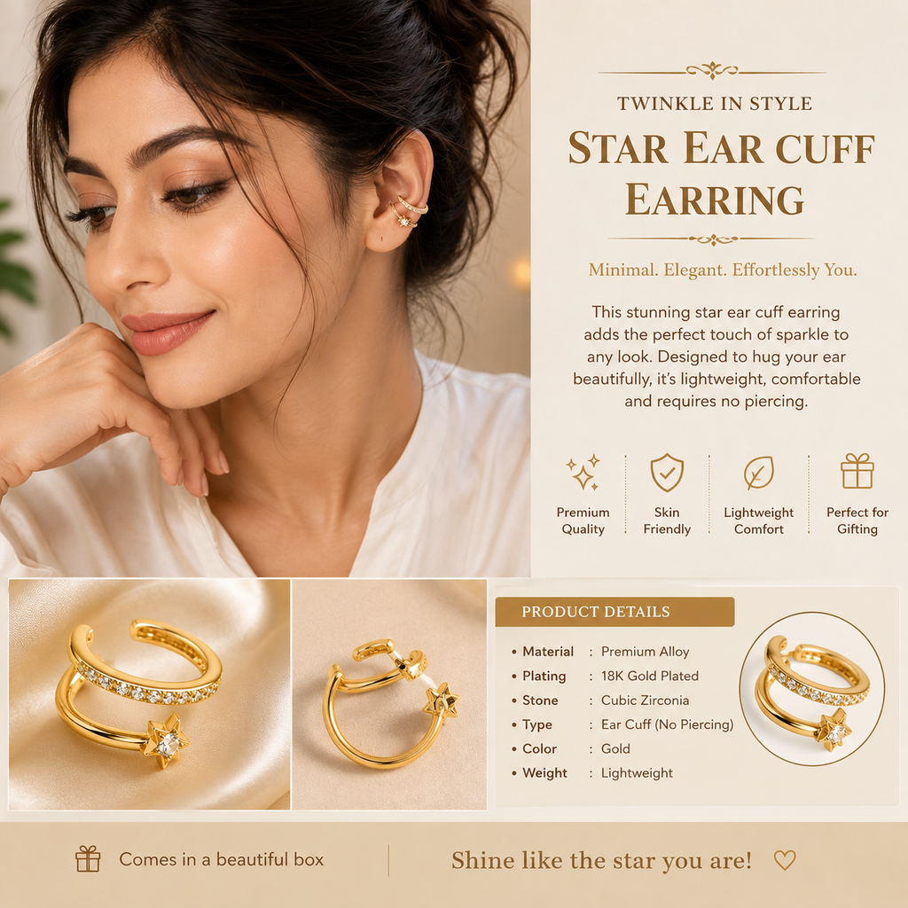 Elegant Star Ear Cuff Earring
