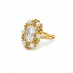 Pearl &amp; Crystal Above Ear Cuff Earring (Single Piece) – Gold Plated