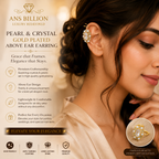 Pearl &amp; Crystal Above Ear Cuff Earring (Single Piece) – Gold Plated