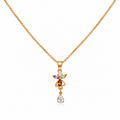 Elegant Multicolor Floral Pendant Necklace for Women | Gold-Plated Chain with Crystal Drop | Lightweight Fashion Jewelry