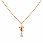 Elegant Multicolor Floral Pendant Necklace for Women | Gold-Plated Chain with Crystal Drop | Lightweight Fashion Jewelry