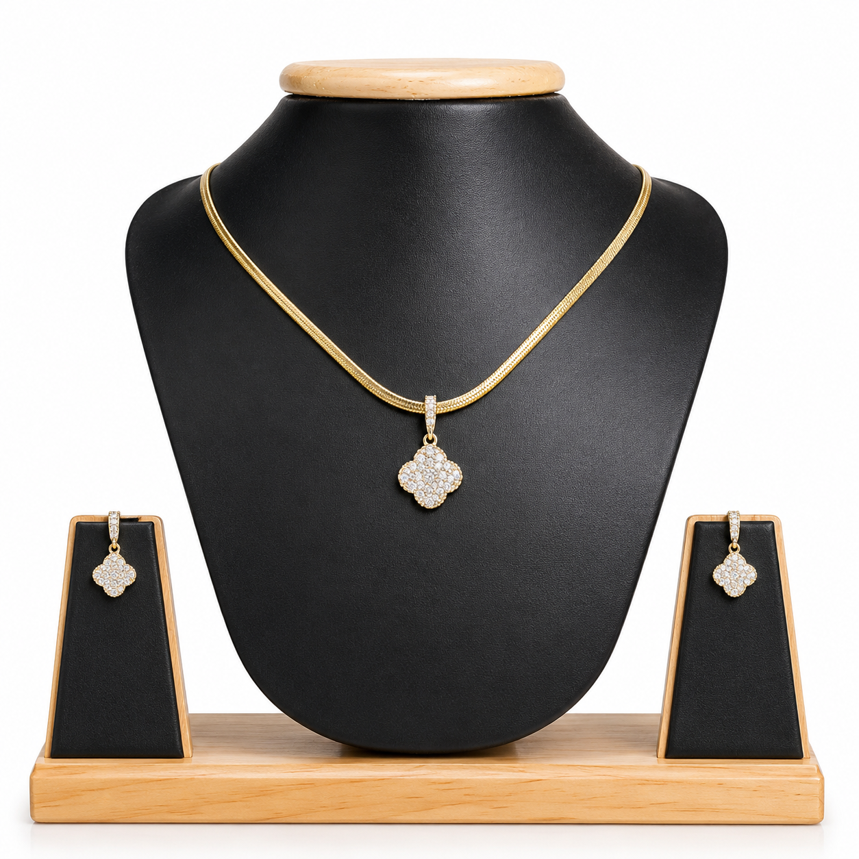 Enhance your style with this elegant Clover Pendant Necklace Set.