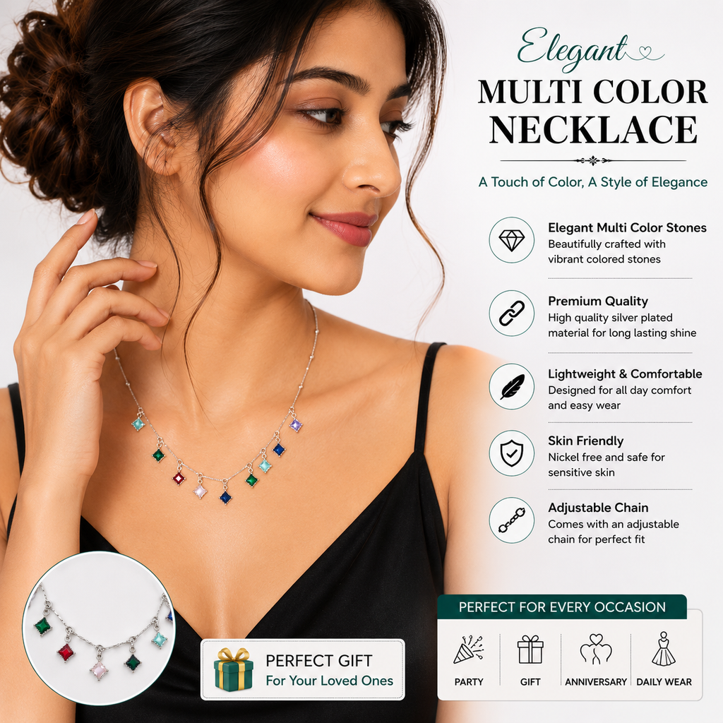Elegant Multi-Color Charm Necklace