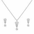Elegant design &nbsp; A delicate silver chain with a brilliant round-cut diamond pendant, paired with matching diamond stud earrings for timeless sophistication.