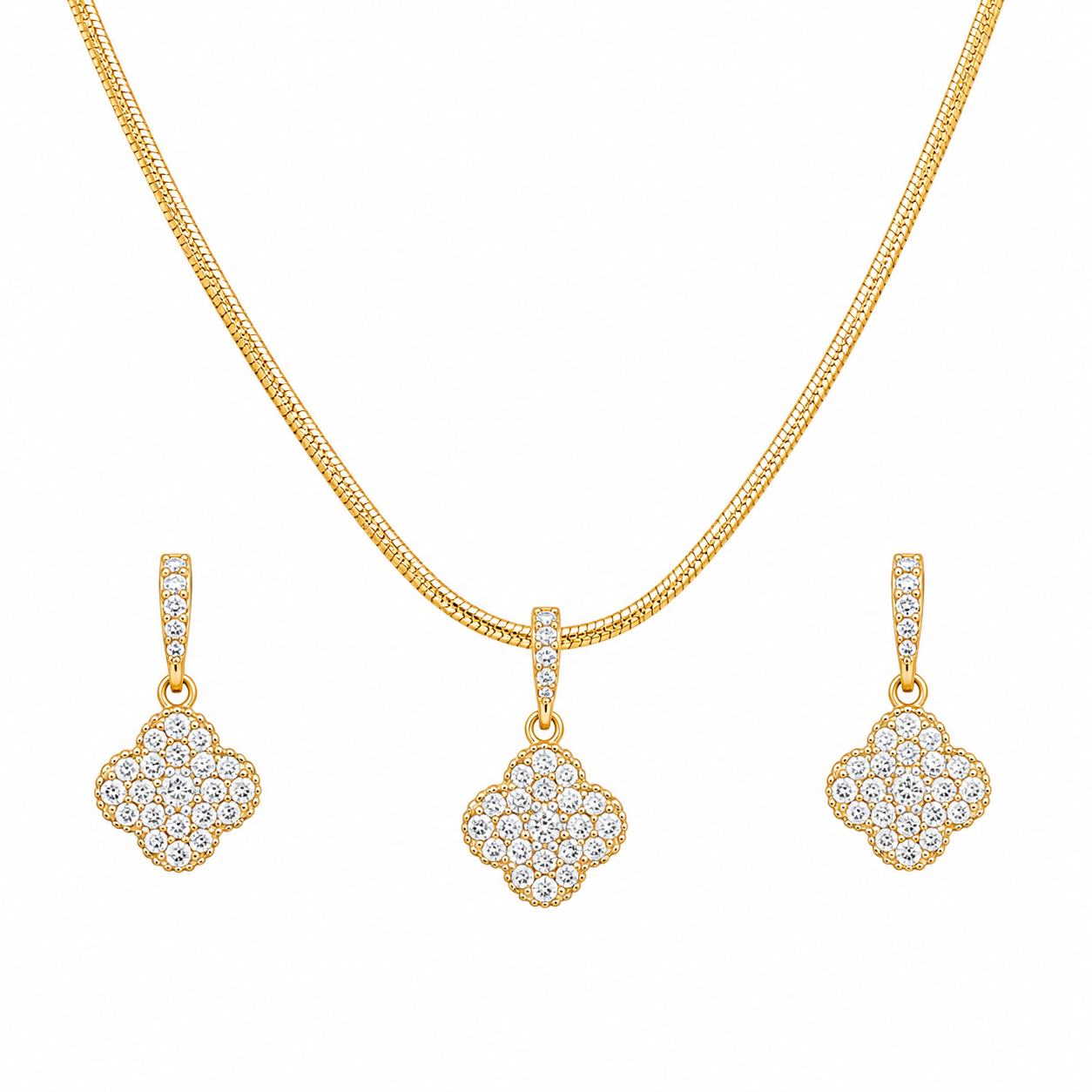 Enhance your style with this elegant Clover Pendant Necklace Set.