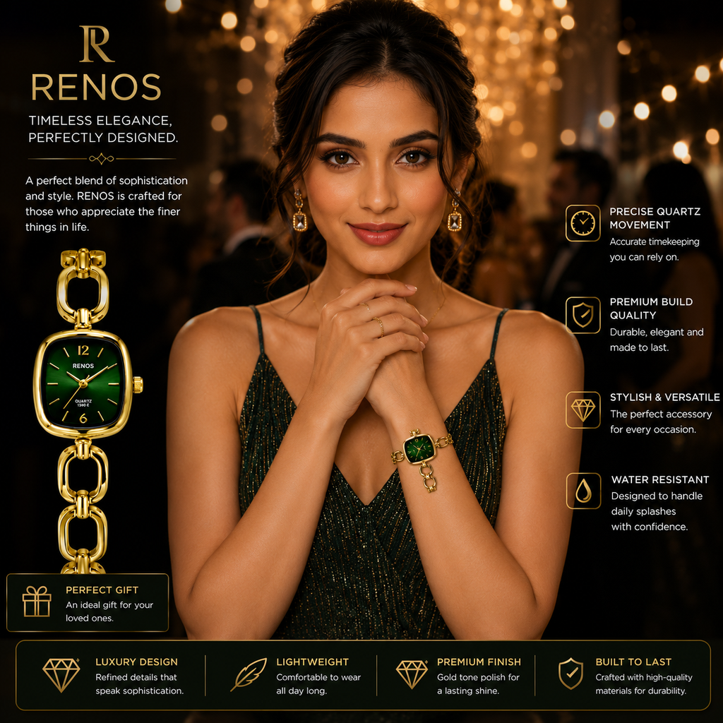 Elegant Emerald Green Sunray Dial watch