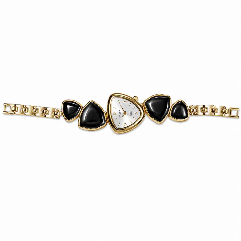 Elegant Black Stone Women's Bracelet Watch
