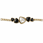 Elegant Black Stone Women's Bracelet Watch