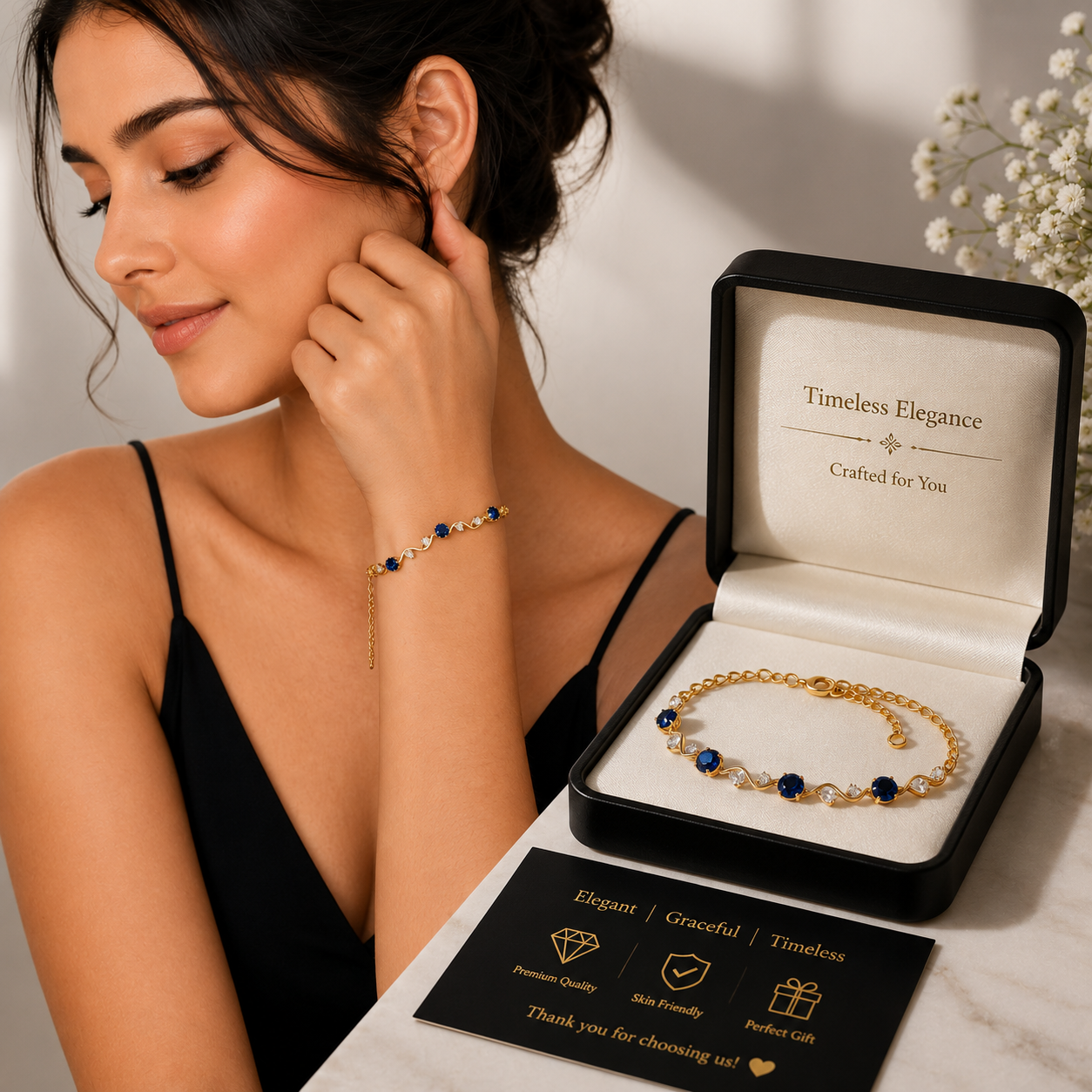 Elegant Gold-Plated Adjustable Bracelet for Women