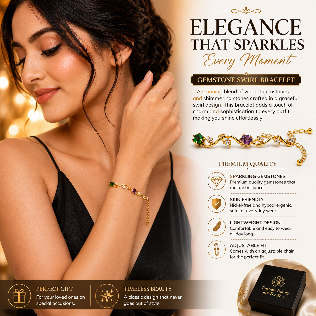 Premium Gemstone Swirl Bracelet
