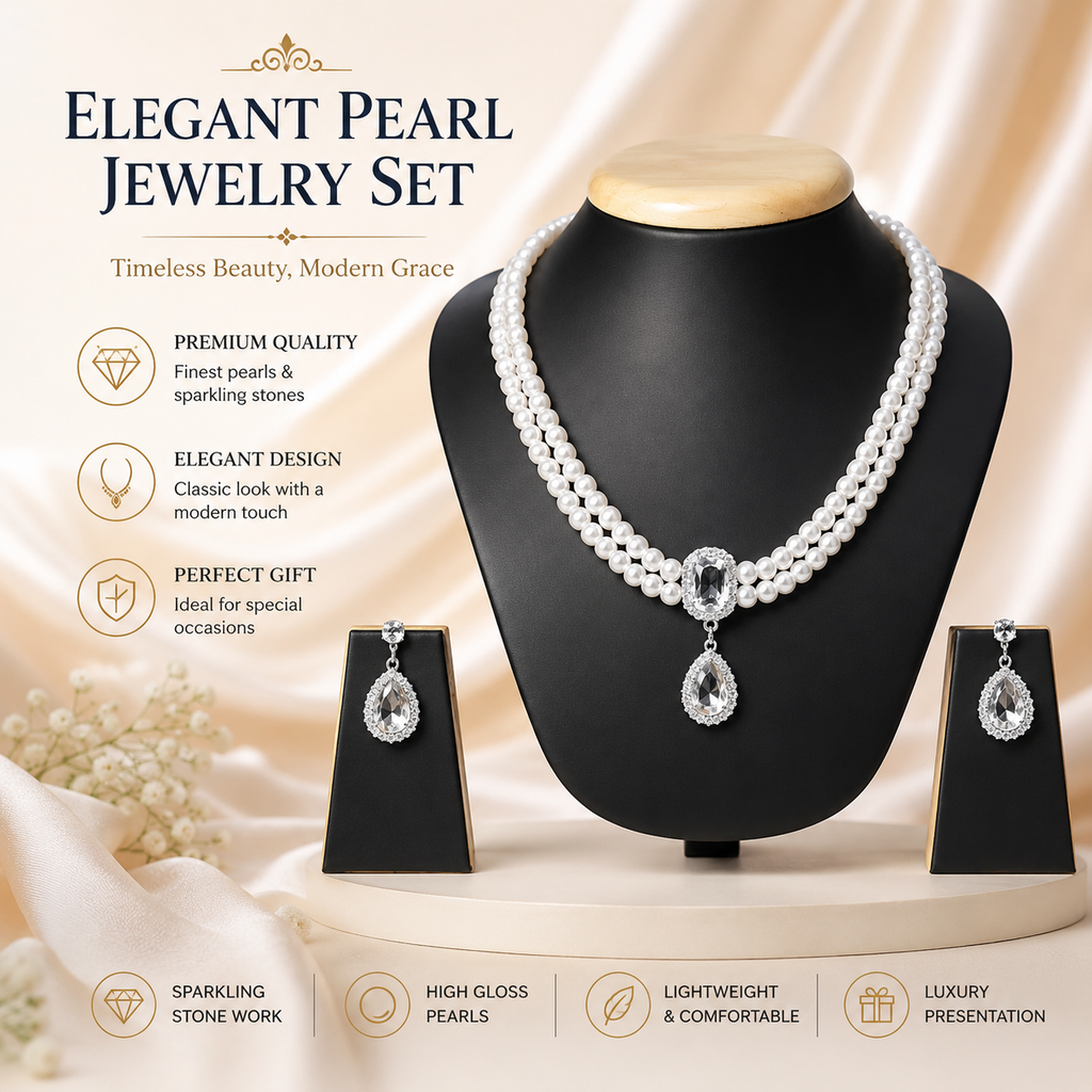 Luxury Pearl Necklace &amp; Earrings Set