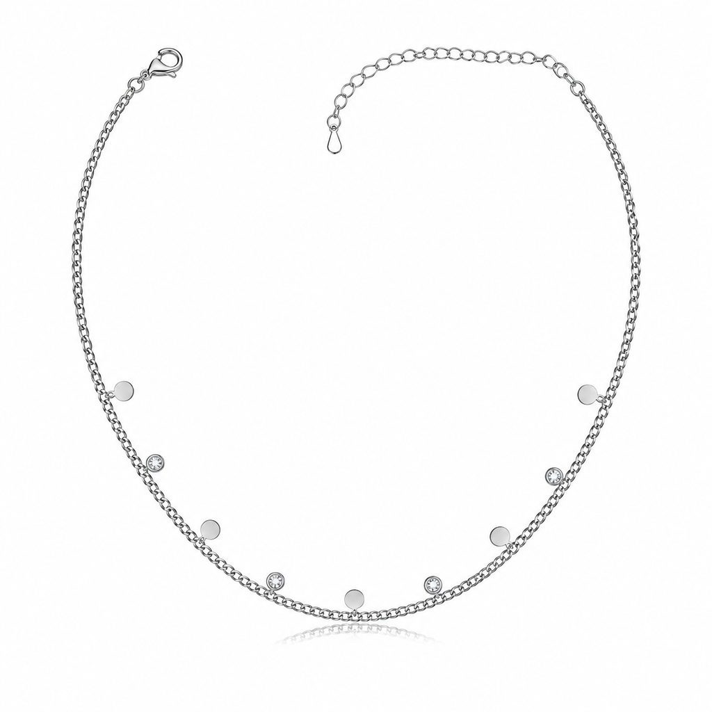 Elegant Silver Disc Charm Necklace