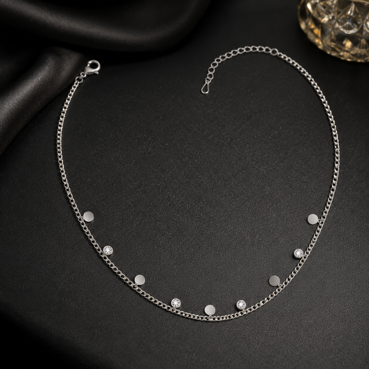 Elegant Silver Disc Charm Necklace
