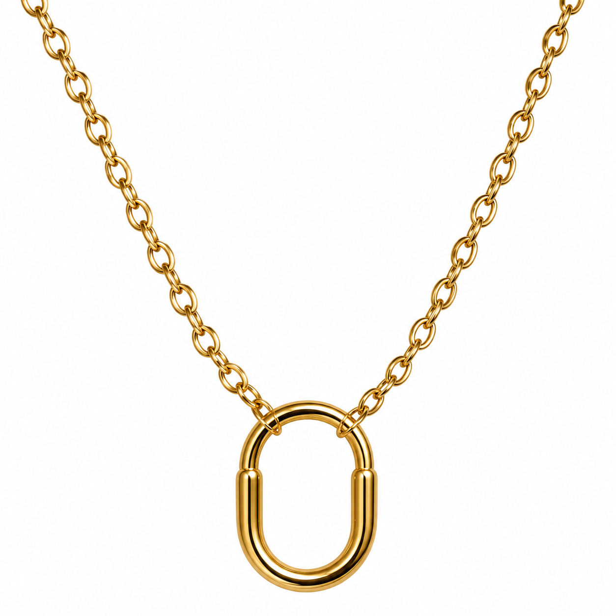Elegant Gold Oval Pendant Necklace