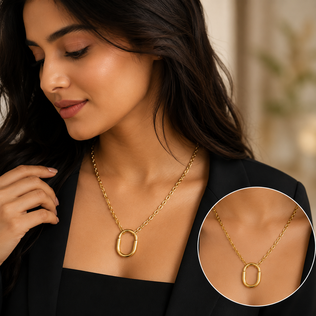 Elegant Gold Oval Pendant Necklace