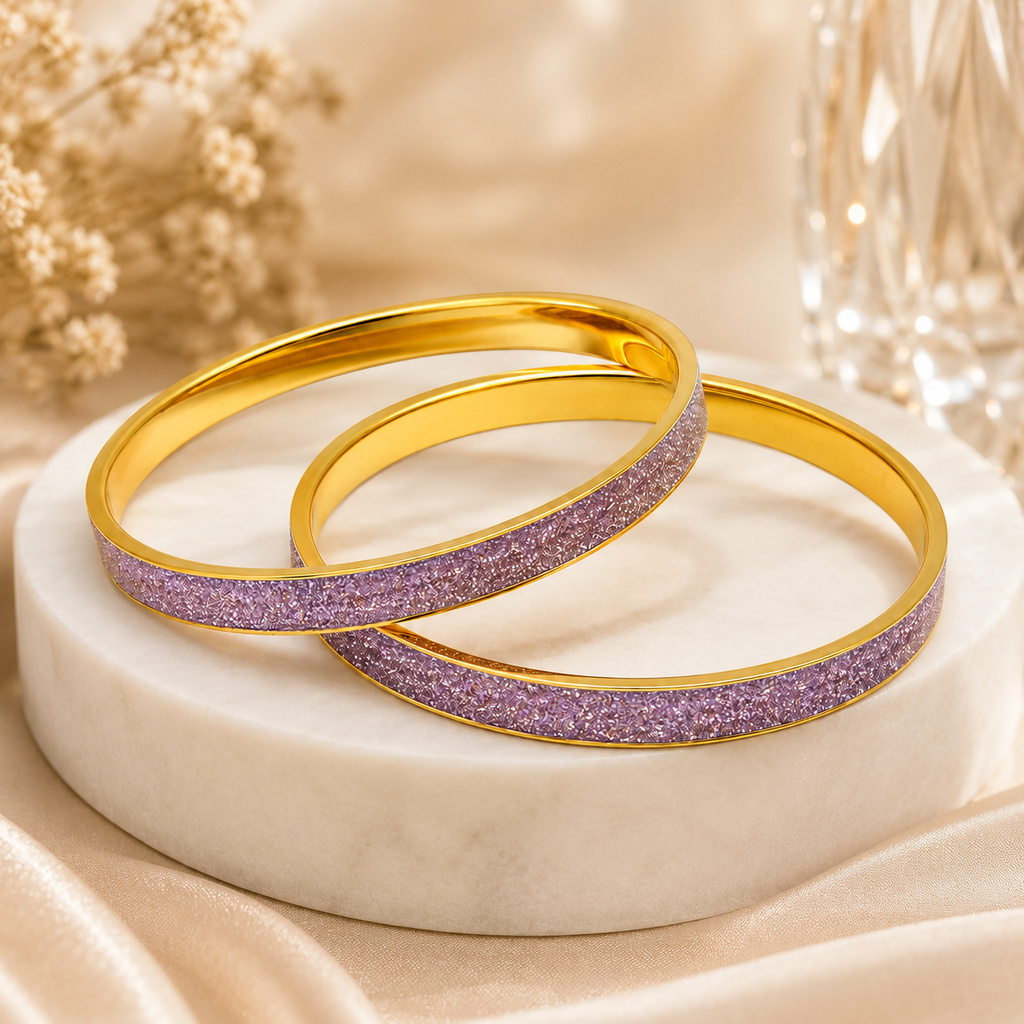 Elegant Gold Glitter Bangles for Women