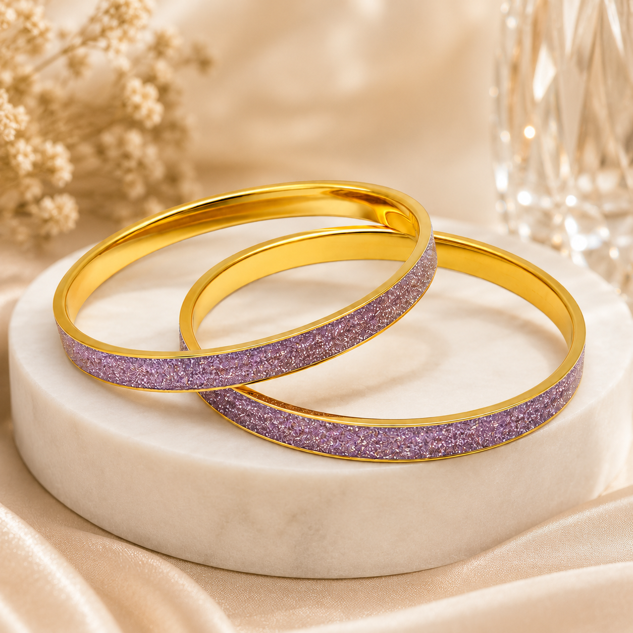 Elegant Gold Glitter Bangles for Women