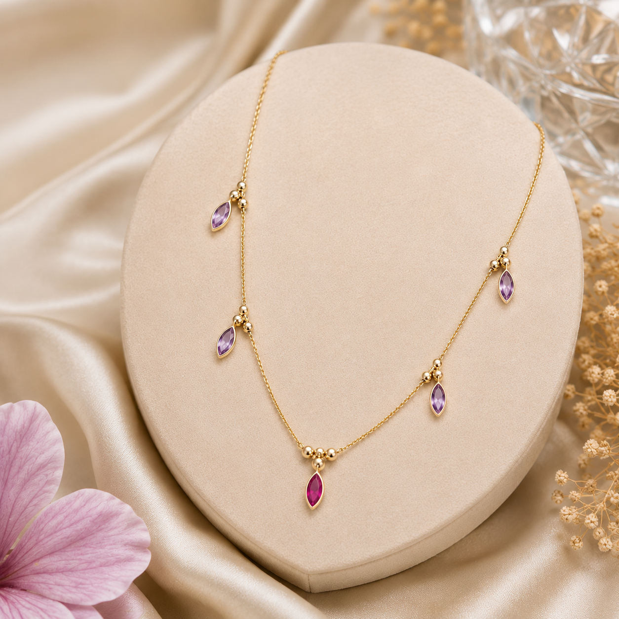Elegant Purple Drop Stone Necklace for Women – Party Wear Collection