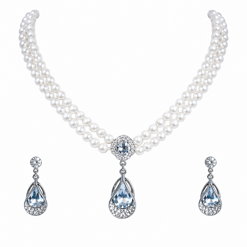 Luxury Pearl Necklace &amp; Earrings Set