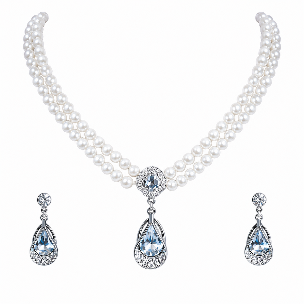Luxury Pearl Necklace &amp; Earrings Set