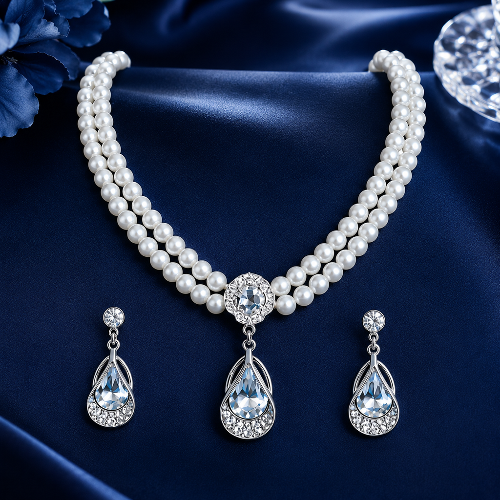 Luxury Pearl Necklace &amp; Earrings Set