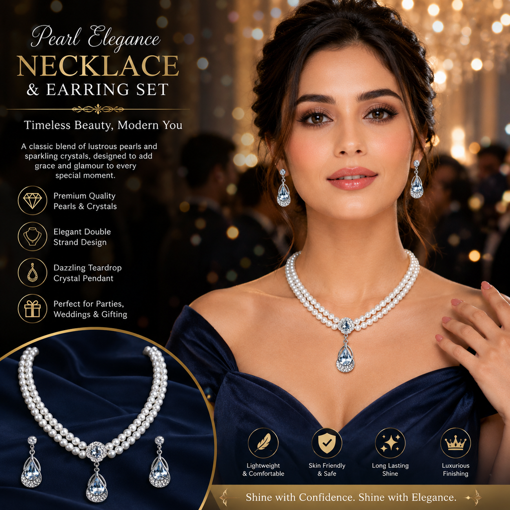 Luxury Pearl Necklace &amp; Earrings Set
