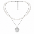 Elegant Double Layer Necklace Elevate your everyday style with this modern geometric pendant necklace and matching earrings.