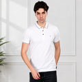 Men's Premium Imported HD Pique Lycra Polo T-Shirt | Solid White | Soft Stretch Half Sleeve Collared Casual T-Shirt | GSM 220