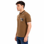 Men's Printed Polo T-Shirt | Premium IMP Tencil Lycra Fabric | Half Sleeve Casual Collar T-Shirt | Soft & Stretchable | Brown