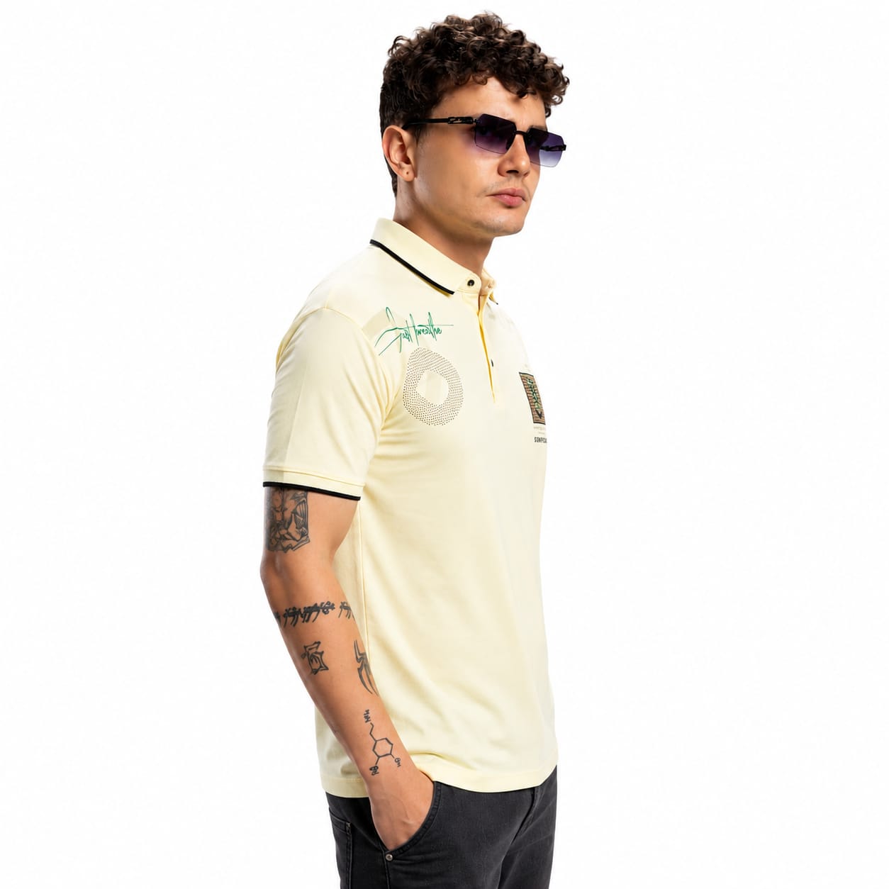 Men's Fancy Print Polo T-Shirt | Imported Tencel Lycra Fabric | Half Sleeve Collar T-Shirt | Soft Stretch Casual Wear