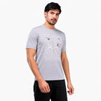 MENOLOGY Men's Holistic Printed Round Neck Half Sleeve T-Shirt | Imported Canvas Fabric | Regular Fit | Light Grey