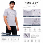 MENOLOGY Men's Holistic Printed Round Neck Half Sleeve T-Shirt | Imported Canvas Fabric | Regular Fit | Light Grey