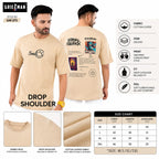 Griezman Men's Oversized Drop Shoulder T-Shirt | Smile Front & Graphic Back Print | Cotton Looper | 230-240 GSM | Half Sleeve Round Neck Casual | streetwear Tee