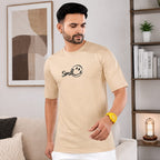 Griezman Men's Oversized Drop Shoulder T-Shirt | Smile Front & Graphic Back Print | Cotton Looper | 230-240 GSM | Half Sleeve Round Neck Casual | streetwear Tee