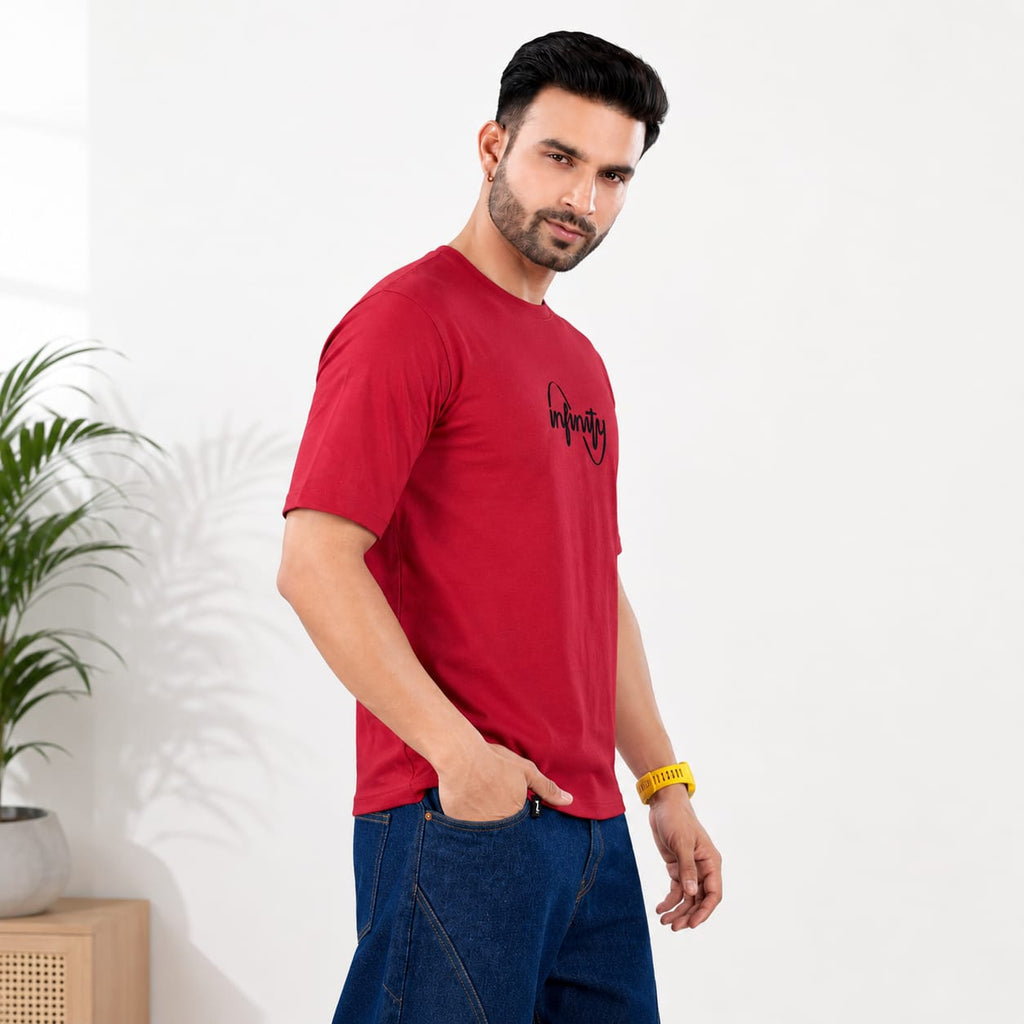 Men's Oversized Drop Shoulder Cotton Looper T-Shirt | Front & Back Canvas Print | Half Sleeve Round Neck | Casual Graphic Tee