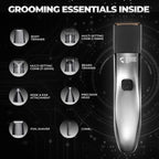 BEARDO Chrome Beast Grooming Kit Multipurpose, Full Body Groomer Trimmer 90 min  Runtime 40 Length Settings (Black, Silver)