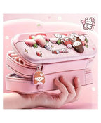 3D rabbit print double layer EVA pencil case for kids