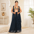 Women's Designer Floral Embroidered Lehenga Set with Cape Jacket