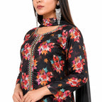 Women's Floral Printed Kurta with Palazzo &amp; Dupatta Set | Round Neck Ethnic Wear |