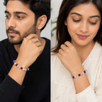 ANS BILLION Natural Rose Quartz, Amethyst &amp; Clear Quartz Crystal Bracelet for Men &amp; Women | 8 mm Genuine Gemstone Beads