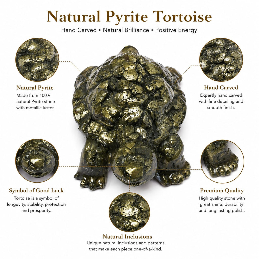 ANS BILLION Natural Pyrite Tortoise for Home &amp; Office Decor