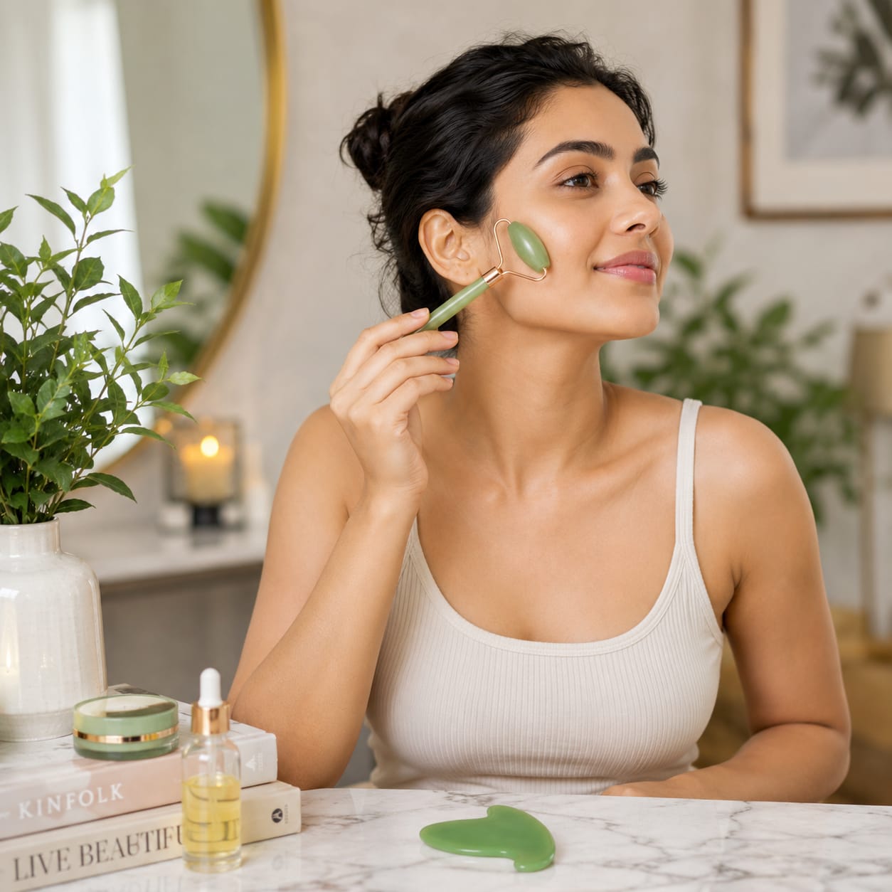 Premium Jade Roller &amp; Gua Sha Set for Face Massage