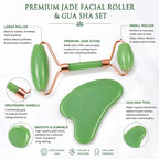 Premium Jade Roller &amp; Gua Sha Set for Face Massage