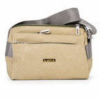 Women's Crossbody Sling Bag | Premium Embossed PU Leather | Adjustable Shoulder Strap | Multi-Zip Lightweight Travel Messenger Bag | Beige Key Product Features (Bullet Points)