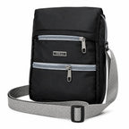 Silver Unisex Crossbody Sling Bag | Lightweight Water-Resistant Messenger Bag | Multiple Zip Compartments | Adjustable Shoulder Strap | Black