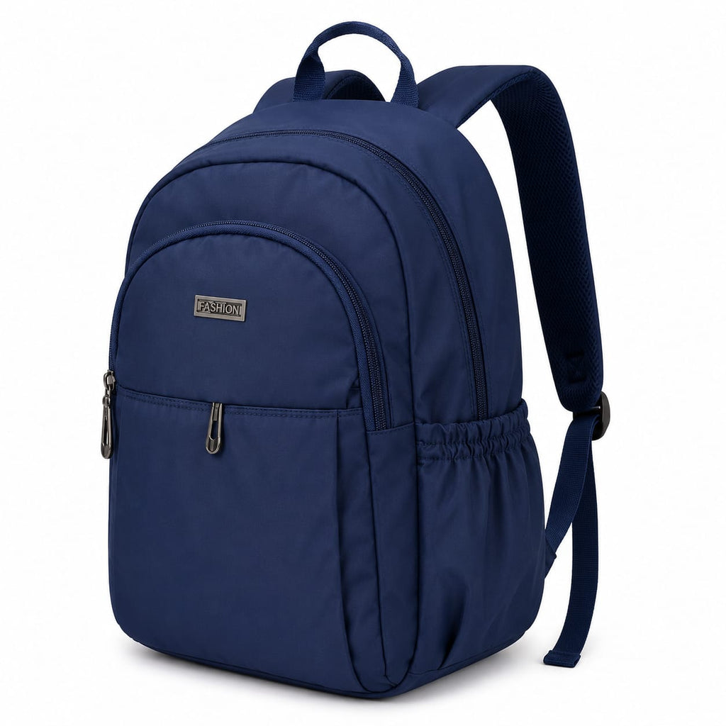 ANS BILLION Unisex Navy Blue Casual Backpack | Lightweight Water-Resistant School, College & Office Bag | Multi-Compartment Travel Backpack with Bottle Pocket
