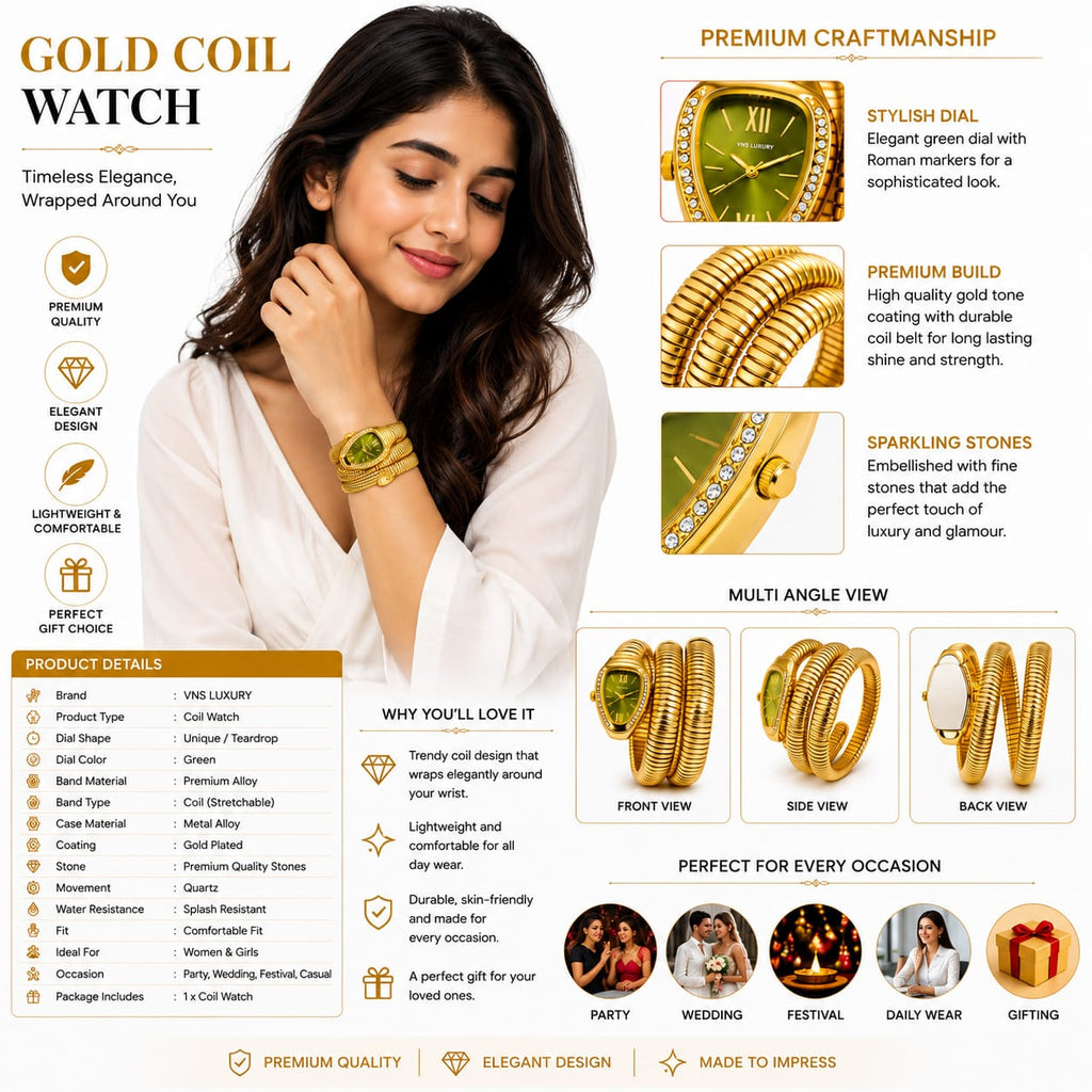 Gold Plated Coil Watch