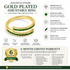 Gold-Plated Open Ring with Green Cubic Zirconia Stones